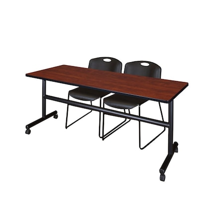 Kobe Rectangle FlipTop Table, 72" W, 29" H, Laminate Top, Cherry MKFT7230CH44BK